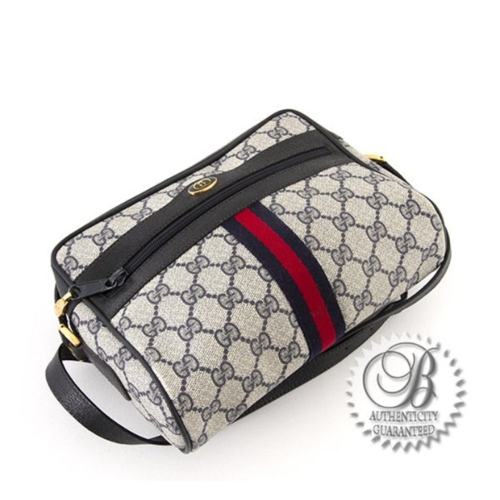 GUCCI Vintage Monogram GG Blue Red Stripe Crossbody Bag - Picture 6 of 10